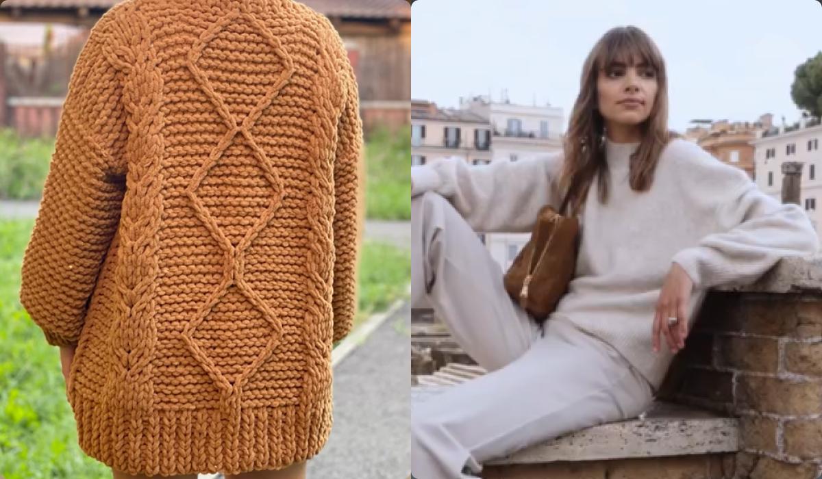У моді будуть светри oversize, гольфи та фактурні плетіння / колаж УНІАН, скріншоти