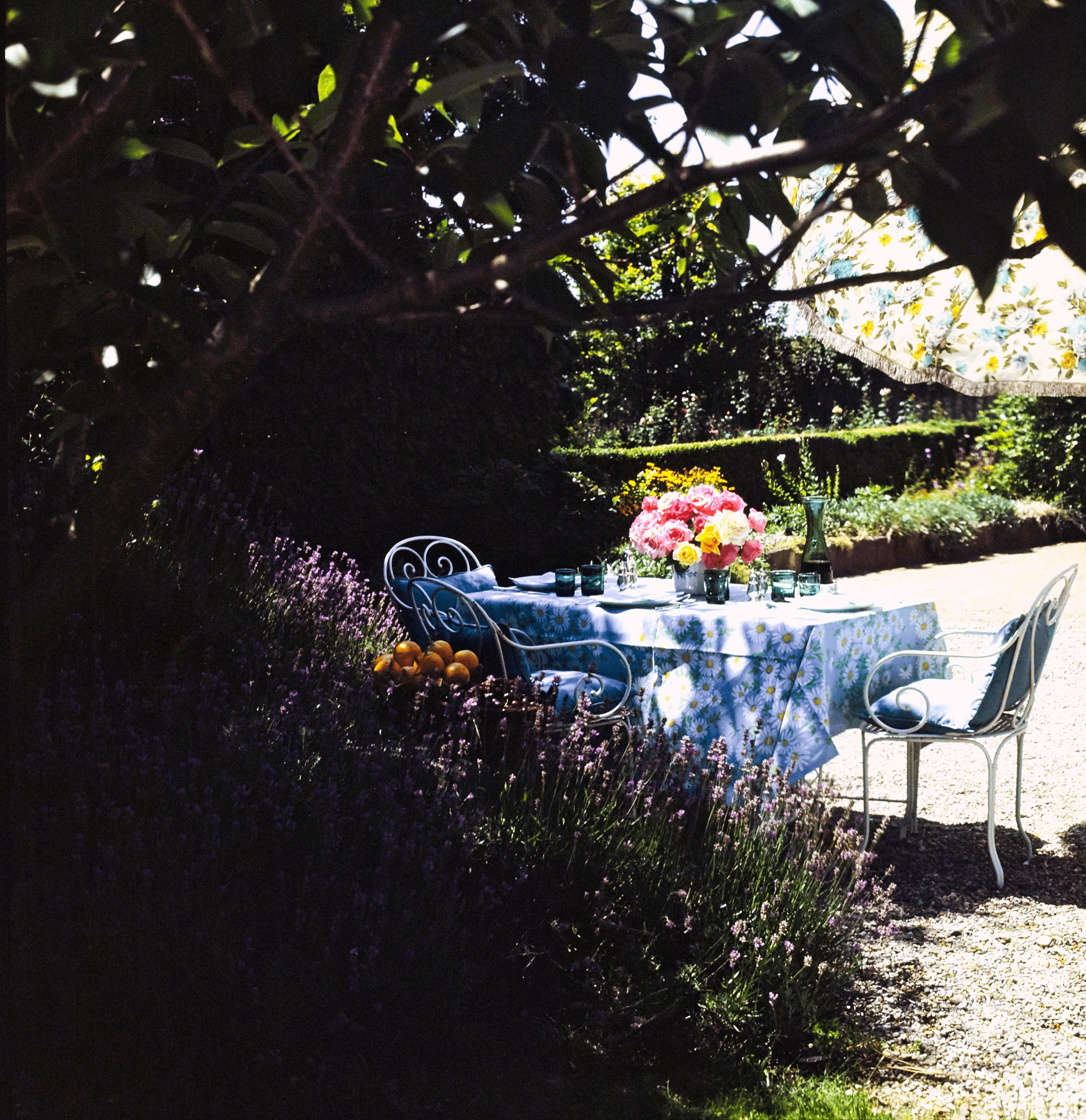 A corner of the garden at La Paisible, the house where actress Audrey Hepburn lived in the Swiss town of Tolochenaz. Photo: Henry Clarke, Vogue, April 196118