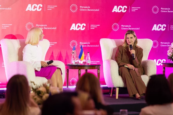 "Стійкість українців": Олена Зеленська виступила на заході Американської торговельної палати в Україні0