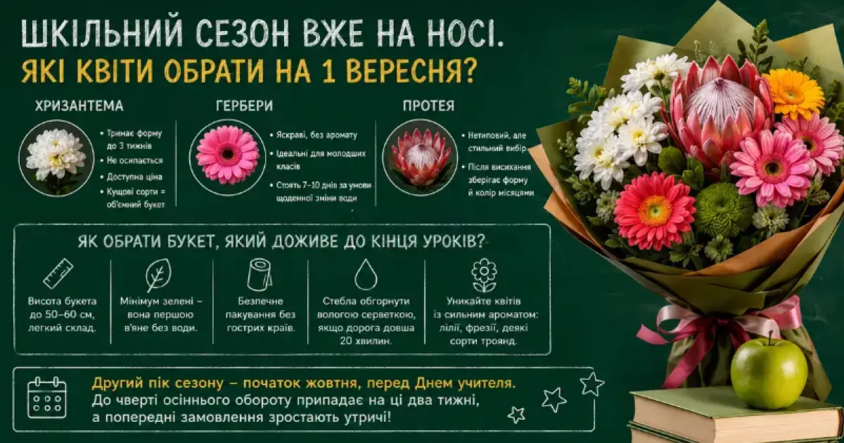 Шкільний рік наближається. Які квіти варто вибрати для першого вересня?