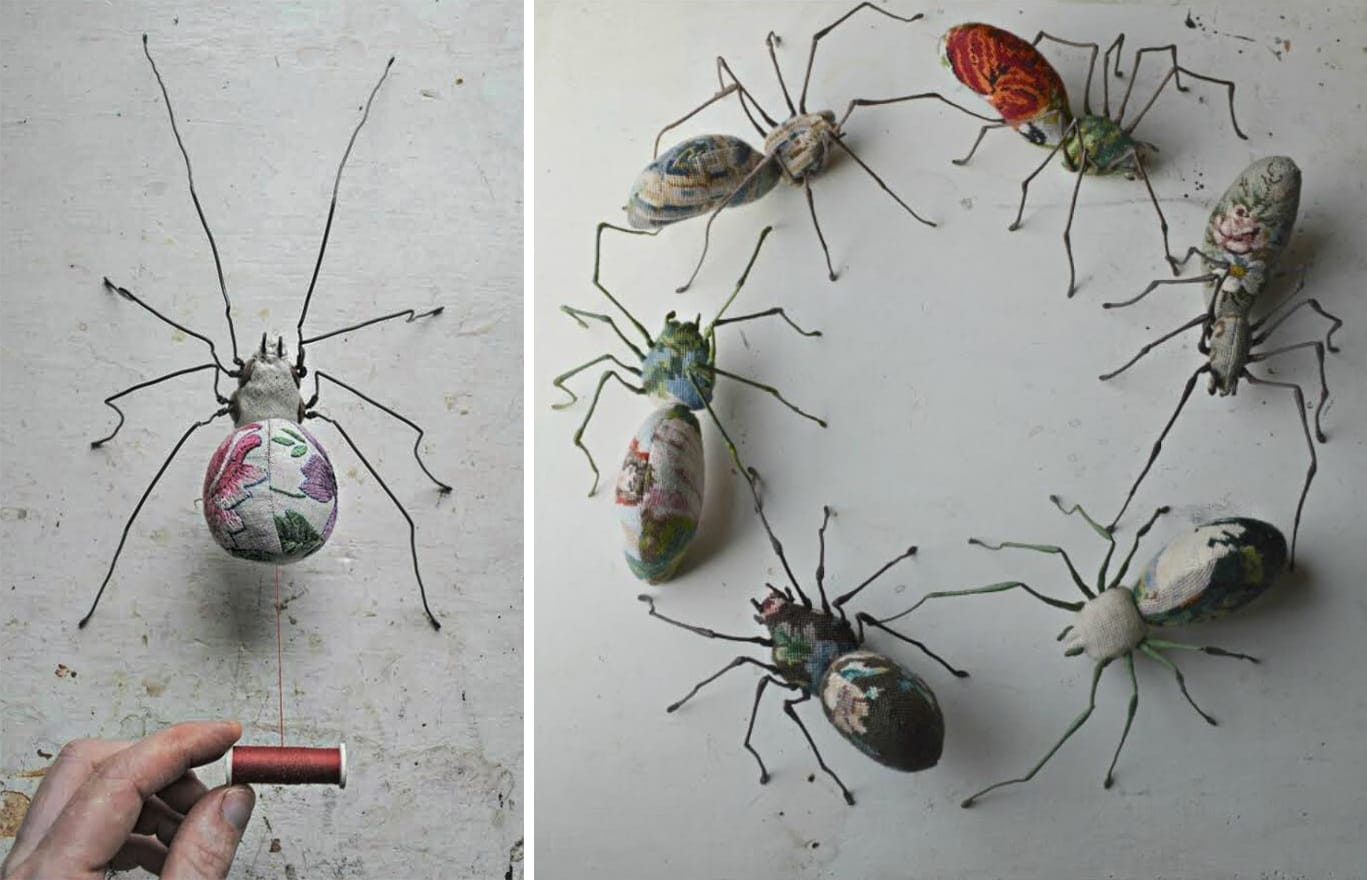 Oversized Spiders by Mister Finch Transform Vintage Textiles into Fairytale Sculptures2